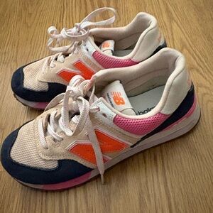 New Balance Pink, Orange & Navy Retro Runner Sneakers
